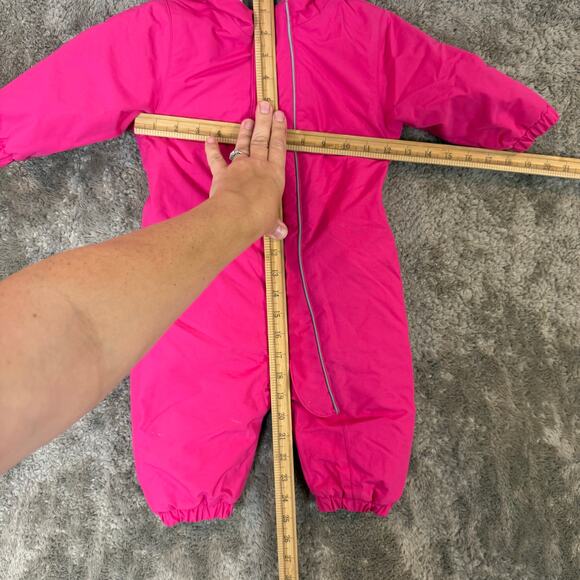 Hanna Andersson Pink Snowsuit Bunting Quilted Hood Baby Girl 6-12 Months - Picture 11 of 13